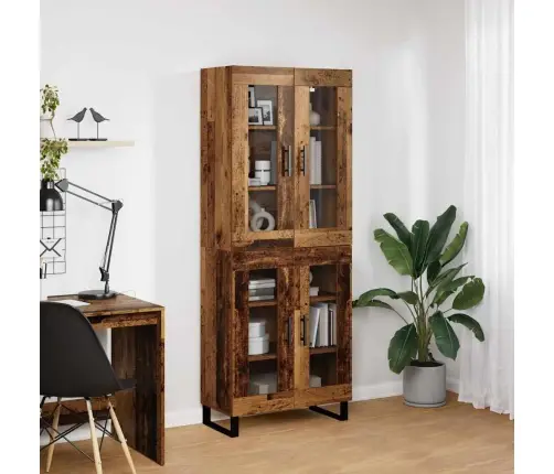 Augstais Skapītis 2 Pcs Vecs Koks Koka Un Stikla Materiāls Vidaxl