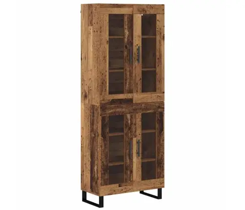 Augstais Skapītis 2 Pcs Vecs Koks Koka Un Stikla Materiāls Vidaxl
