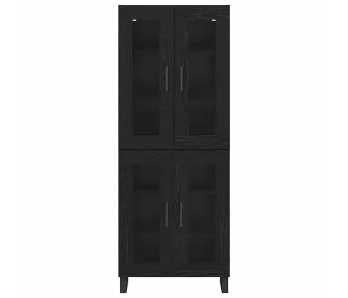 Augstais Skapītis 2 Pcs Melns Ozolkoks Koka Un Stikla Materiāls Vidaxl