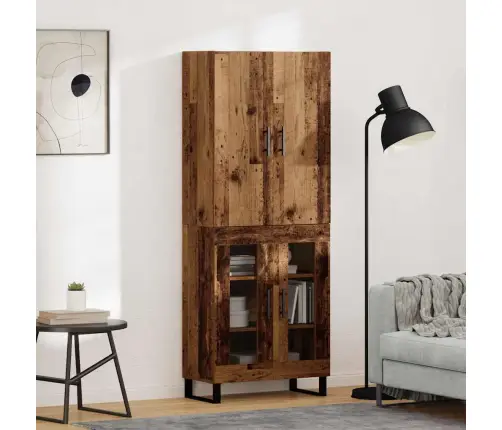 Augstais Skapītis 2 Pcs Vecs Koks Koka Un Stikla Materiāls Vidaxl