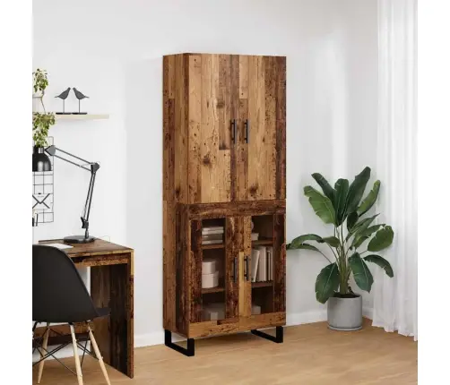 Augstais Skapītis 2 Pcs Vecs Koks Koka Un Stikla Materiāls Vidaxl