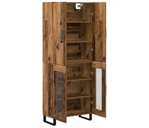 Augstais Skapītis 2 Pcs Vecs Koks Koka Un Stikla Materiāls Vidaxl