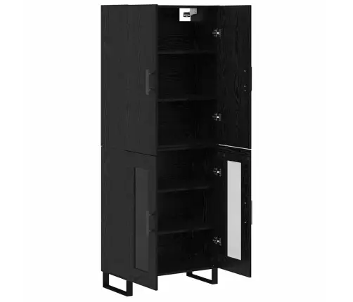 Augstais Skapītis 2 Pcs Melns Ozolkoks Koka Un Stikla Materiāls Vidaxl