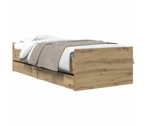 Gultas Rāmis Artisānā Ozols 100 X 200 Cm Ciets Priedes Koks Vidaxl