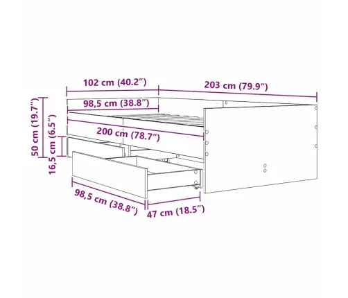 Gultas Rāmis Melns Ozolkoks 100 X 200 Cm Ciets Priedes Koks Vidaxl