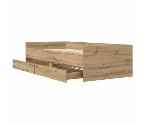 Gultas Rāmis Artisānā Ozols 90 X 200 Cm Ciets Priedes Koks Vidaxl