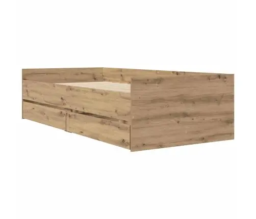 Gultas Rāmis Artisānā Ozols 90 X 200 Cm Ciets Priedes Koks Vidaxl