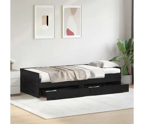 Lovos Rėmas Juodas Ąžuolas 90 X 200 Cm Kietos Pušies Mediena