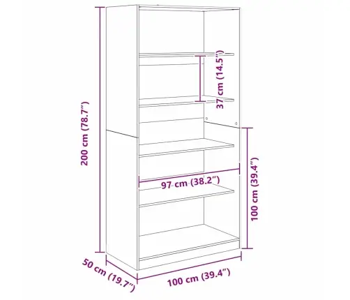Skapis Melns Ozolkoks 100 X 50 X 200 Cm Inženierijas Koks Vidaxl