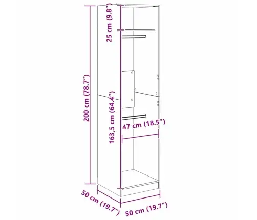 Skapis Melns Ozols 50 X 50 X 200 Cm Inženierijas Koks Vidaxl
