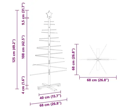 Puidust Jõulupuu Koos Alusega Pruun 125 Cm Bambus