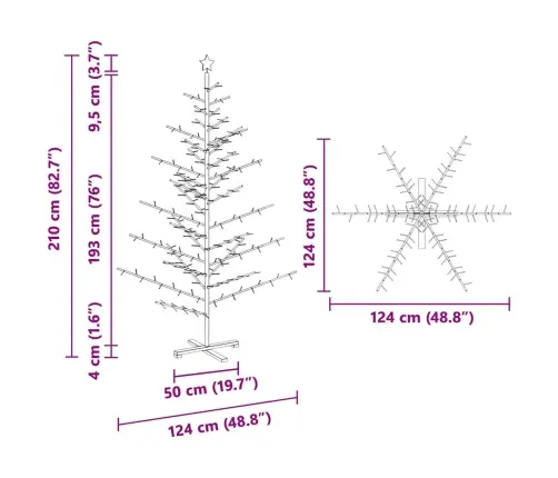 Koka Ziemassvētku Koks Dabiska 210 Cm Priedes Masīvkoks Vidaxl
