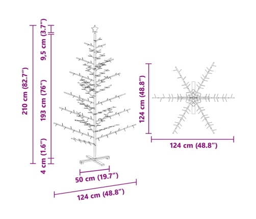 Koka Ziemassvētku Koks Brūna 210 Cm Priedes Masīvkoks Vidaxl