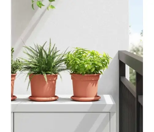 Apaļais Puķu Pods 6 Pcs Ķieģeļu Sarkans Ø 15 X 12 Cm Plastmasa Vidaxl