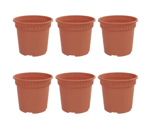 Apaļais Puķu Pods 6 Pcs Ķieģeļu Sarkans Ø 15 X 12 Cm Plastmasa Vidaxl