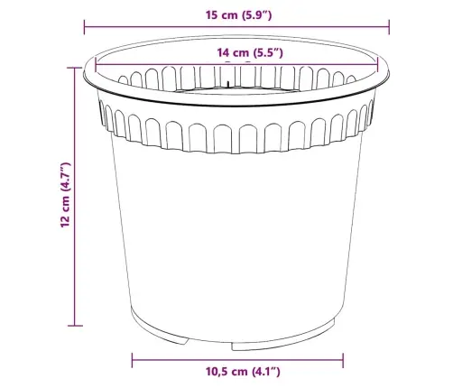 Apaļais Puķu Pods 6 Pcs Ķieģeļu Sarkans Ø 15 X 12 Cm Plastmasa Vidaxl