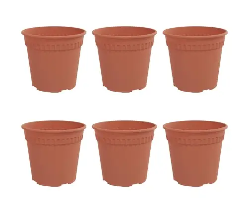 Apaļais Puķu Pods 6 Pcs Ķieģeļu Sarkans Ø 19 X 16 Cm Plastmasa Vidaxl