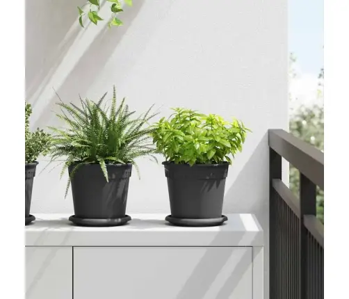 Ümmargune Lillepott 6 Pcs Must Ø 17 X 14 Cm Plastmass