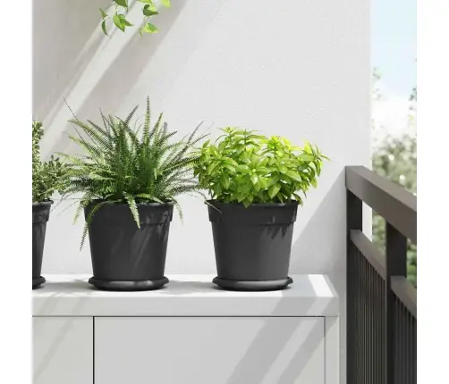 Apaļais Puķu Pods 6 Pcs Melna Ø 19 X 16 Cm Plastmasa Vidaxl