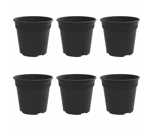 Apaļais Puķu Pods 6 Pcs Melna Ø 19 X 16 Cm Plastmasa Vidaxl