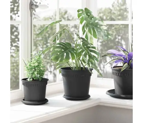 Apaļais Puķu Pods 24 Pcs Melna Ø 19 X 16 Cm Plastmasa Vidaxl