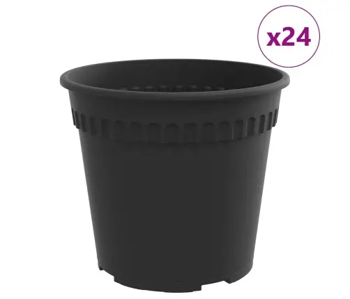 Apaļais Puķu Pods 24 Pcs Melna Ø 19 X 16 Cm Plastmasa Vidaxl