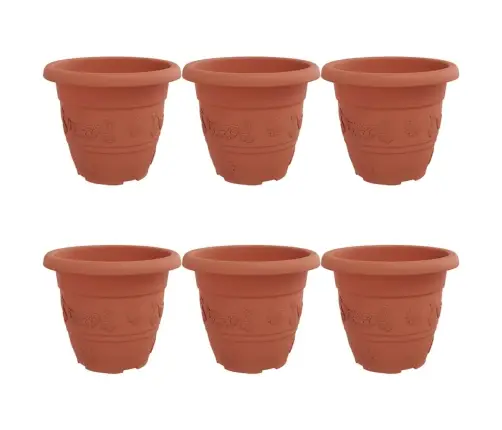 Apaļais Puķu Pods 6 Pcs Ķieģeļu Sarkans Ø 26 X 21.5 Cm Vidaxl