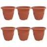 Apaļais Puķu Pods 6 Pcs Ķieģeļu Sarkans Ø 26 X 21.5 Cm Vidaxl