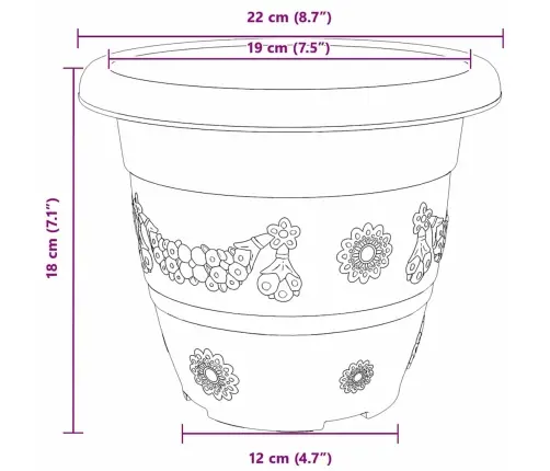 Apaļais Puķu Pods 6 Pcs Ķieģeļu Sarkans Ø 26 X 21.5 Cm Vidaxl