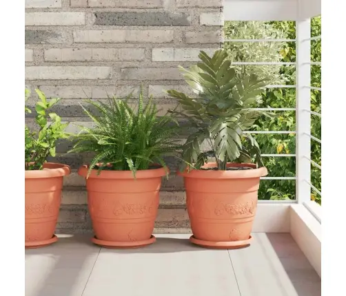 Apaļais Puķu Pods 6 Pcs Ķieģeļu Sarkans Ø 26 X 21.5 Cm Vidaxl