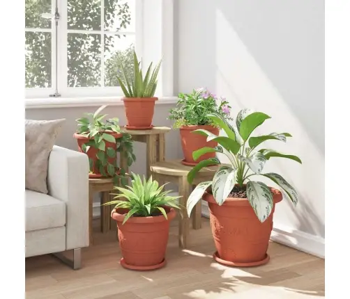Apaļais Puķu Pods 6 Pcs Ķieģeļu Sarkans Ø 26 X 21.5 Cm Vidaxl