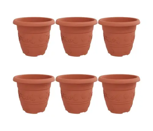 Apaļais Puķu Pods 6 Pcs Ķieģeļu Sarkans Ø 26 X 21.5 Cm Vidaxl