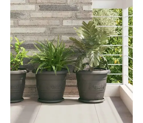 Apaļais Puķu Pods 6 Pcs Melna Ø 26 X 21.5 Cm Plastmasa Vidaxl