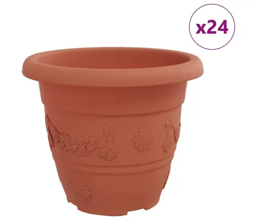 Apaļais Puķu Pods 24 Pcs Ķieģeļu Sarkans Ø 26 X 21.5 Cm Vidaxl