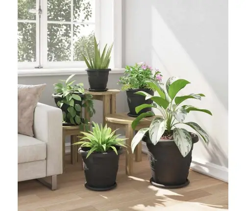 Ümmargune Lillepott 24 Pcs Must Ø 26 X 21.5 Cm Plastmass