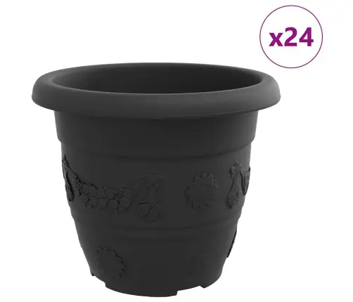 Ümmargune Lillepott 24 Pcs Must Ø 26 X 21.5 Cm Plastmass