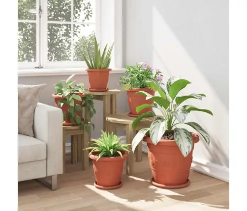 Apaļa Ziedu Palete 6 Pcs Ķieģeļu Sarkans Ø 14 X 2 Cm Plastmasa Vidaxl