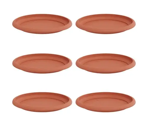 Apaļa Ziedu Palete 6 Pcs Ķieģeļu Sarkans Ø 14 X 2 Cm Plastmasa Vidaxl