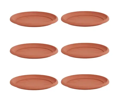 Apaļa Ziedu Palete 6 Pcs Ķieģeļu Sarkans Ø 14 X 2 Cm Plastmasa Vidaxl