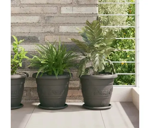 Apaļa Ziedu Palete 6 Pcs Melna Ø 14 X 2 Cm Plastmasa Vidaxl