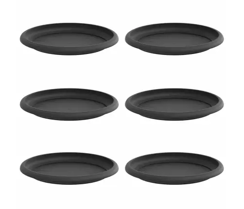 Apaļa Ziedu Palete 6 Pcs Melna Ø 14 X 2 Cm Plastmasa Vidaxl