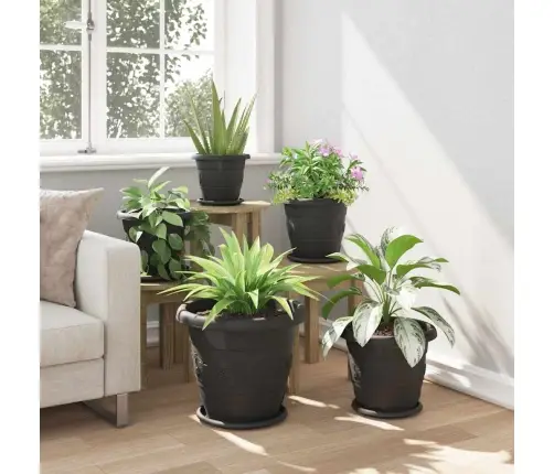 Apaļa Ziedu Palete 6 Pcs Melna Ø 14 X 2 Cm Plastmasa Vidaxl