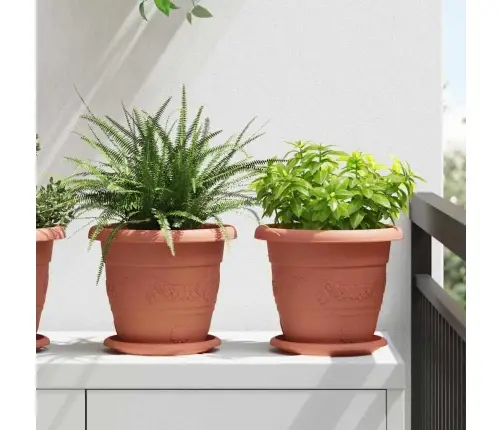 Apaļa Ziedu Palete 24 Pcs Ķieģeļu Sarkans Ø 14 X 2 Cm Plastmasa Vidaxl