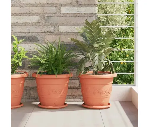 Apaļa Ziedu Palete 24 Pcs Ķieģeļu Sarkans Ø 14 X 2 Cm Plastmasa Vidaxl