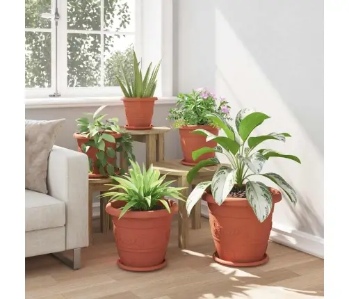 Apaļa Ziedu Palete 24 Pcs Ķieģeļu Sarkans Ø 14 X 2 Cm Plastmasa Vidaxl