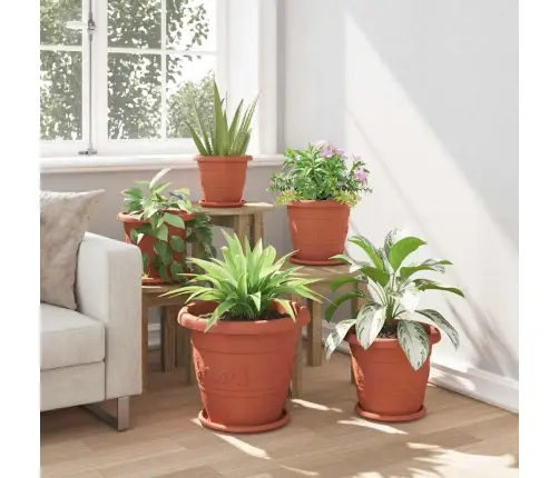 Apaļa Ziedu Palete 24 Pcs Ķieģeļu Sarkans Ø 14 X 2 Cm Plastmasa Vidaxl