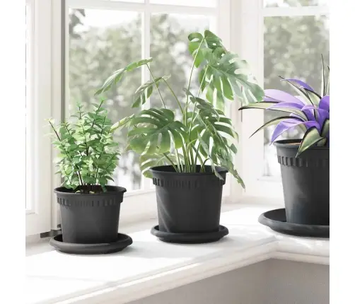 Apaļa Ziedu Palete 24 Pcs Melna Ø 14 X 2 Cm Plastmasa Vidaxl