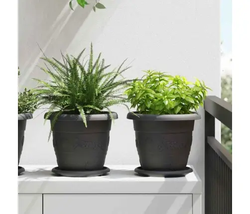 Apaļa Ziedu Palete 24 Pcs Melna Ø 14 X 2 Cm Plastmasa Vidaxl