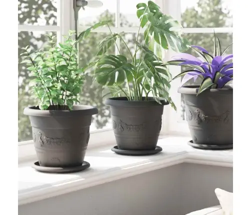 Apaļa Ziedu Palete 24 Pcs Melna Ø 14 X 2 Cm Plastmasa Vidaxl