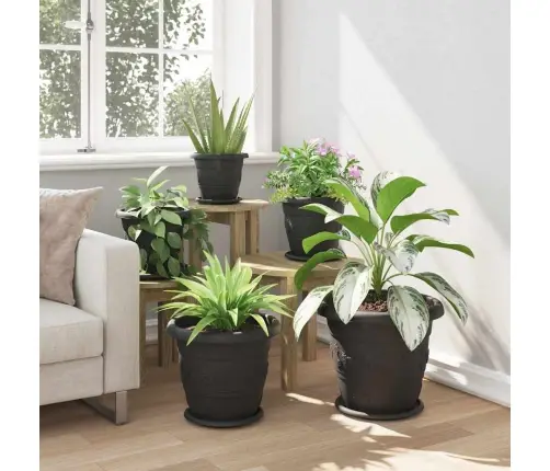 Apaļa Ziedu Palete 24 Pcs Melna Ø 14 X 2 Cm Plastmasa Vidaxl